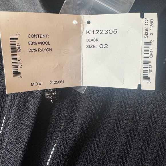 ST JOHN Evening Black Long-Sleeve Belted Shirt Dress • Sparkle Knit • Satin NWT - Picture 11 of 17